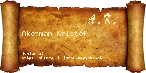 Akerman Kristóf névjegykártya